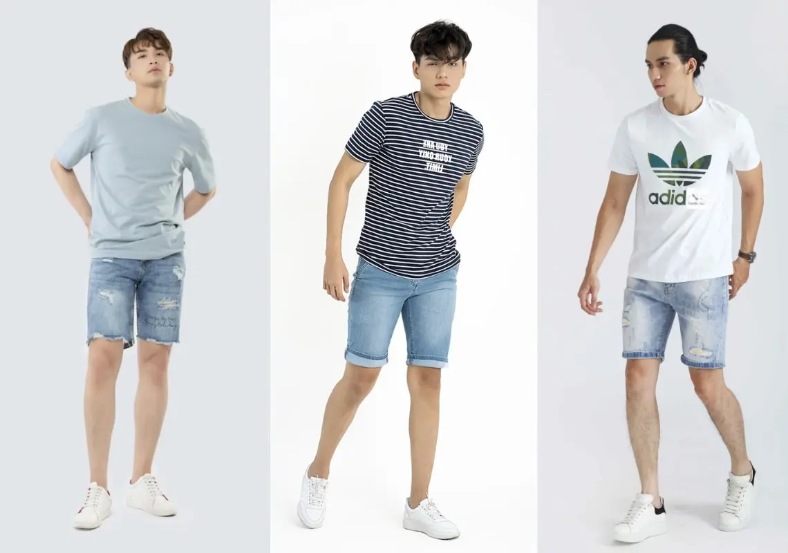 Phối Quần short với áo thun cổ tròn
